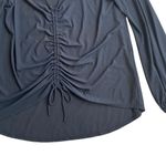 Free People  Beach Women’s M Long Sleeve Ruched‎ Top Black Textured Crepe Cinched Photo 4