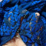 Free People  Simone Blue Crochet Mini Dress With Lace Bell Sleeves Size Small Photo 11