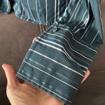 New York And Company Stretch Blue/Green Striped Button Down Shirt Size Medium Photo 3