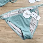 PQ Swim Divine Blue Shimmer Metallic Full Coverage Bikini Bottom, Size Large Green Photo 6