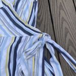 Loft NWT Striped  Wrap Mini Dress Size 6 100% Rayon white blue and yellow stripes Photo 5