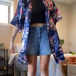 Vintage blue floral print satin robe / dressing gown Multiple Size M petite Photo 0