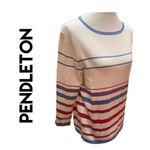 Pendleton Long Sleeve Striped Red White & Blue Scoop Neck Silk Blend Vintage Swe Photo 1