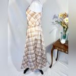 Elie Tahari Elie by Tan Plaid Spaghetti Strap Bias-Cut Midi Slip Dress Sz S🧡 Photo 4