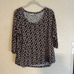 J.Jill Floral SMALL Print 3/4 Sleeve Scoop Neck Knit Top Small Red Black White Photo 1