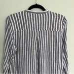 Lucky Brand Button Up Linen Blend Shirt Blue White Striped Size Large Photo 8