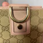 Gucci  GG Monogram Trifold Wallet Pink Leather Trims Authentic Photo 2
