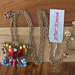 Betsey Johnson Love Fest Butterfly Necklace Multicolored Crystals Long Chain Photo 0