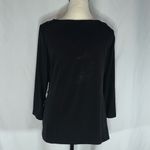 Calvin Klein - Black Draped Neck Silver Side Logo Buckle Cinched 3/4 Slv Size M Photo 2