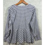 J.Jill Blue White Plaid Peplum Top Womens Long Sleeve Button-Front Shirt XL Cot Photo 5