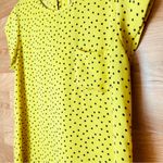 Lily White Medium Mustard Yellow Top with Black Polka Dots w/Short Cap S… Photo 2