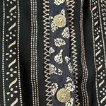 Vintage Boho Mixed Print Button Down Top Blouse Ethnic Border, Indie Folk Shirt Black Size 1X Photo 8