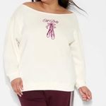 Wild Fable  Womens Off Duty Ballet Slippers Sweatshirt Cream Boat Neck Size L Photo 5