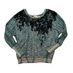 Miss Me Scoop Neck Drop Sleeve Sweater in Turquoise and Black, Sz M Photo 6