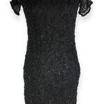 Sweelo Petite Vintage Black Short Sleeve Fully Beaded Silk Dress Size 6P Photo 0
