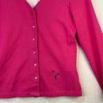 Sunday Brunch Vintage Shirt Cardigan Set Small Pink Flamingos Beaded Embroidered White Photo 2