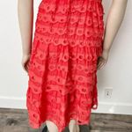 Anthropologie [] Maeve Coral Eyelet Tiered Low Back Sleeveless Midi Dress Size 4P Photo 9