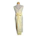 Vtg 1960s Butter Yellow Flocked Swiss Dot Bow Back Prom Sheath Dress Sz 6 7 Photo 2