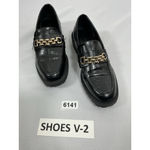 Primark Womans Slipon Chunky Loafers 7 Black Heel Gold Accent Photo 2