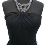 Cache  Black Halter Ruched Embellished Hi Low Stretch Event Night Dress $168 NWT Photo 2