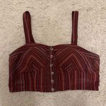 American Eagle  Boho Crop Top‎ Womens Medium M Stripe Red Smocked Back Feminine Photo 0