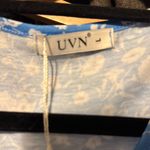 Elegant Blue Floral Midi Dress White Size L Photo 2