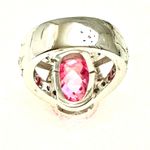 Pink CZ Cocktail Ring 925 Sterling Silver Photo 6