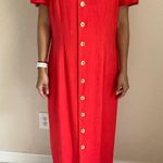 Vintage Saks David Warren Linen Blend Short Sleeve Sheath Dress Red Size M Size M Photo 1