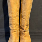 Zodiac Vintage  USA Embroidered Tan Western Cowgirl Knee High Boots size 7 Photo 0