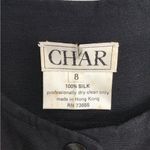 Vintage Char Button Up Collared Black Blazer Long Sleeve 100% Silk Size 8 Photo 2