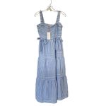 By The River Medium Blue White Strip Coastal Fairy Tiered Bow Accent Midi Dress Photo 3