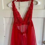 Victoria's Secret Victoria’s Secret red lace halter chemise lingerie size large Photo 2