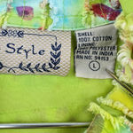 Life Style Raw Ribbon Ruffle Green & Pastel Shirt Button Front Fringe Colorful L Size L Photo 7