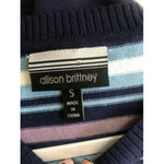 Allison Brittney  Women’s Knit Sweater Dress Size S Navy Blue Striped NWT! Photo 3
