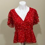 Madewell  Red Tiered-Sleeve Peplum Top Photo 1