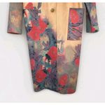 Joseph Ribkoff  Tan Multi Floral Art Print Faux Suede Straight Jacket 10 Photo 3