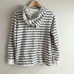 Splendid French Terry Hoodie Sweatshirt Lace-Up Front Cream & Black Stripes, S Photo 8