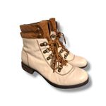 Josef Seibel Womens Leather White Lace Up Zip Stitched Combat Boots sz 37 Photo 4
