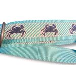 LL Bean Crab Ribbon Belt Sz Medium Large Aqua Blue Turquoise Blue D Ring 43" Photo 4