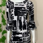 BCBGMAXAZRIA Maxazria Black White Bell Sleeve Dress Photo 4