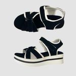 Black Coquette Bow Strap Fabric Lightweight Athleisure Outdoors Sandals US 6 Photo 1