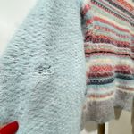 Anthropologie Knitted & Knotted Fuzzy Stripe Eyelash Sweater Pastel Blue Size XS Photo 6