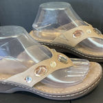 Natural Soul  By Naturalizer Womens 8 M  Tan Rhinestone Thong‎ Sandals Slip Ons Photo 0