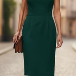 Evan Picone  Hunter Green Sheath Dress Size 12 Formal Holiday Party Wear Photo 0