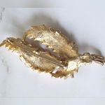 Vintage Gold Tone Leaf Brooch Pin Costume Statement Jewelry Photo 4