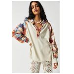 Free People  Isabelle Plaid Trim Thermal Henley In Mink Combo Size Large Photo 11