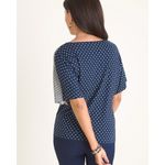 Chico's Blouse Womens Blue Geometric Mandala Classic Boho Patchwork Size 2 L Photo 2