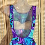 Sun Streak Vintage 1970s Blue Floral One Piece Bathing Suit Swimsuit Size 6 Photo 10