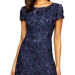 Alex Evenings Navy Sequin Floral Lace Gown - Size 8 (New) Photo 4