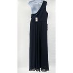 Adrianna Papell Chiffon One Shoulder Maxi Dress Gown Pleated Navy Blue 14 Photo 5